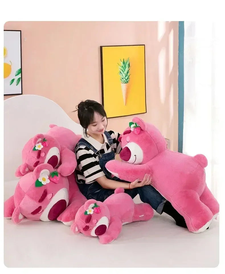 Disney Toy Story Lotso Cute Bear Strawberry Sofa Plush Pillow Stuffed Toys Children Girls Friends Festivals Birthday Gift 90cm