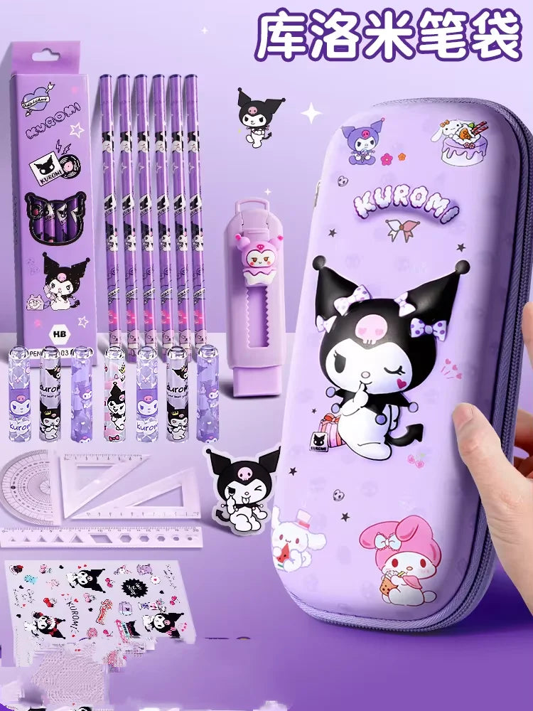 Sanrio 3D Kuromi Melody Cinnamoroll Pencil Case Cartoon Large Capacity Stationery Bag Pencil Case for Students