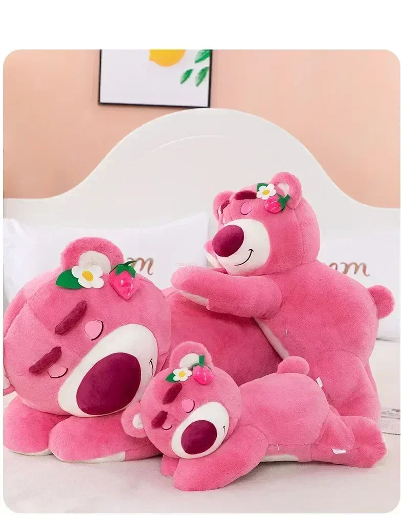 Disney Toy Story Lotso Cute Bear Strawberry Sofa Plush Pillow Stuffed Toys Children Girls Friends Festivals Birthday Gift 90cm