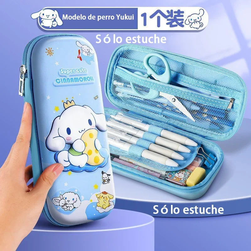 Sanrio 3D Kuromi Melody Cinnamoroll Pencil Case Cartoon Large Capacity Stationery Bag Pencil Case for Students