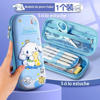 Sanrio 3D Kuromi Melody Cinnamoroll Pencil Case Cartoon Large Capacity Stationery Bag Pencil Case for Students