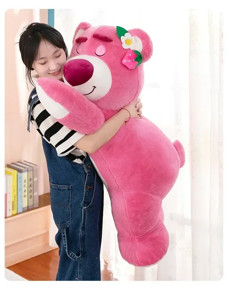 Disney Toy Story Lotso Cute Bear Strawberry Sofa Plush Pillow Stuffed Toys Children Girls Friends Festivals Birthday Gift 90cm